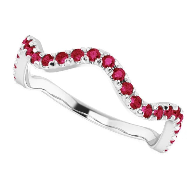 Gemstone Ring 3 Carats Ring Freeform Shank Ruby Stones White Gold 14K