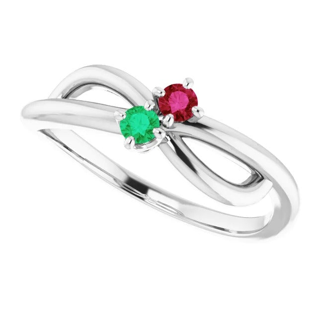 Burma Ruby Best Green Emerald Infinity Twist Style Women Jewelry Gemstone Ring Gemstone Ring