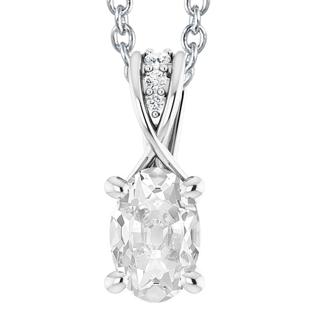 Ladies Diamond Pendant Oval Old Miner