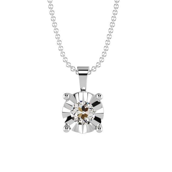 natural round diamond 1ct pendant front view