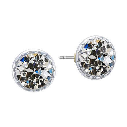 Ladies Diamond Round Old Miner Stud Earrings 2 Carats Jewelry
