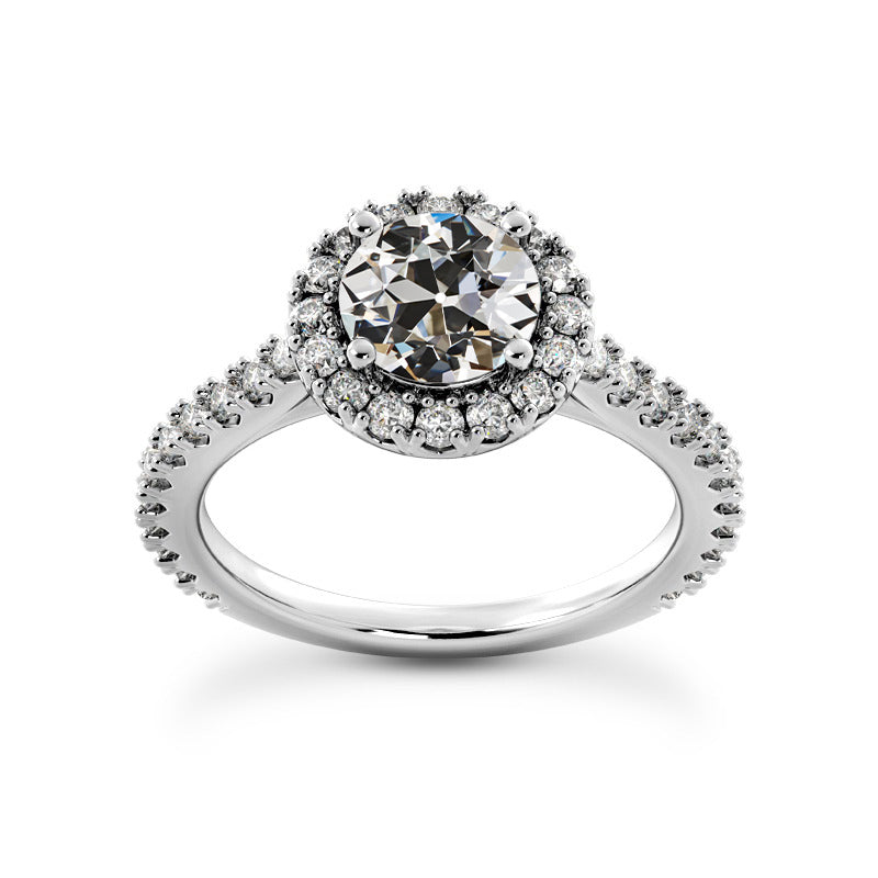 Ladies Halo Old Cut Diamond Ring With Accents