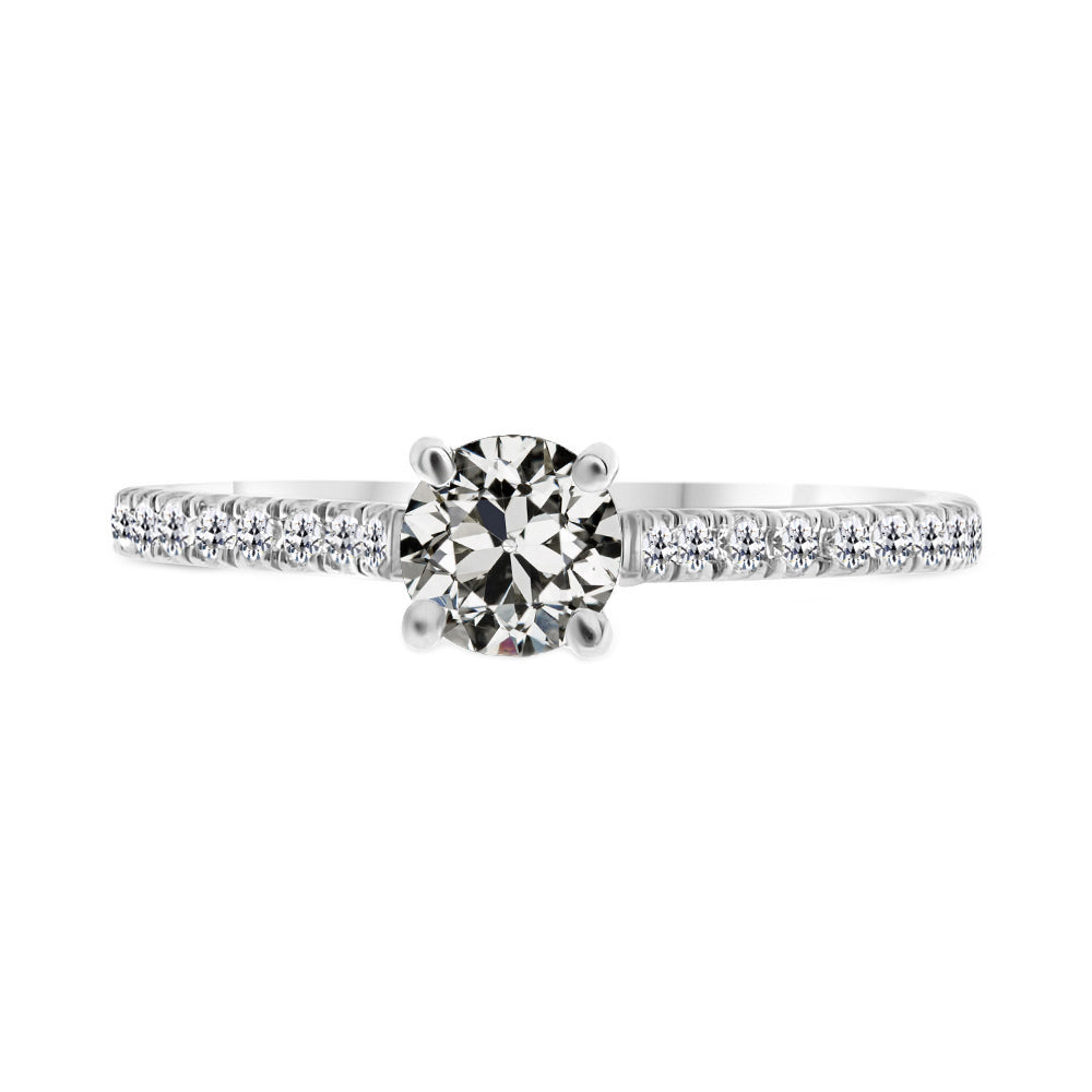Ladies Jewelry 2 Carat Old European Diamond Ring White Gold 14K