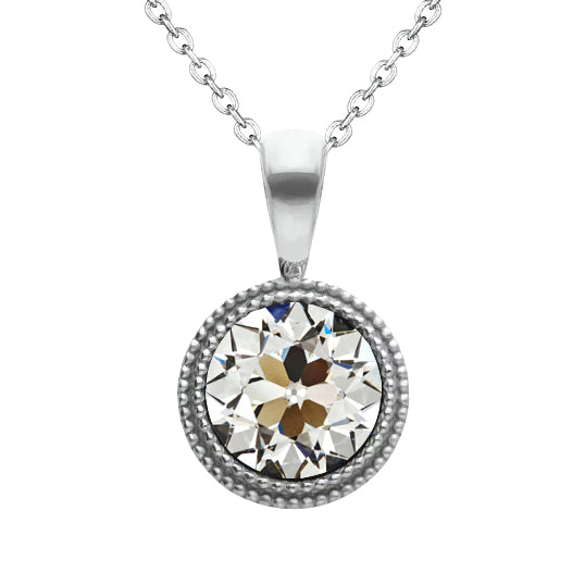 Ladies Necklace 2 Ct Old Miner Diamond Bezel White Gold