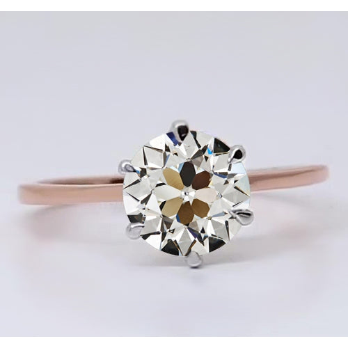 natural round diamond 2ct ring front view