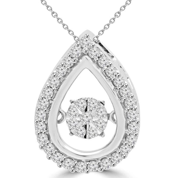 Ladies Pendant Necklace 5.40 Carats Round Cut Natural Earth Mined Diamonds White Gold 14K