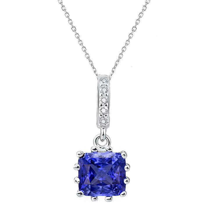 Ladies Sapphire Diamond Pendant Prong Set