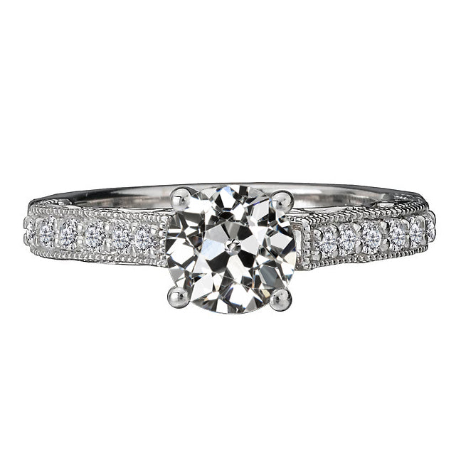 Lady’s Twisted Sparkling Unique Engagement White Gold Anniversary Ring Round Old Miner Diamond Wedding Ring