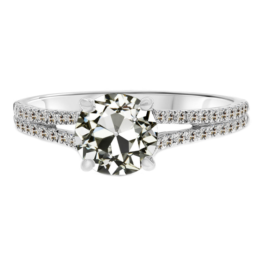 natural round diamond 3.50ct ring front view