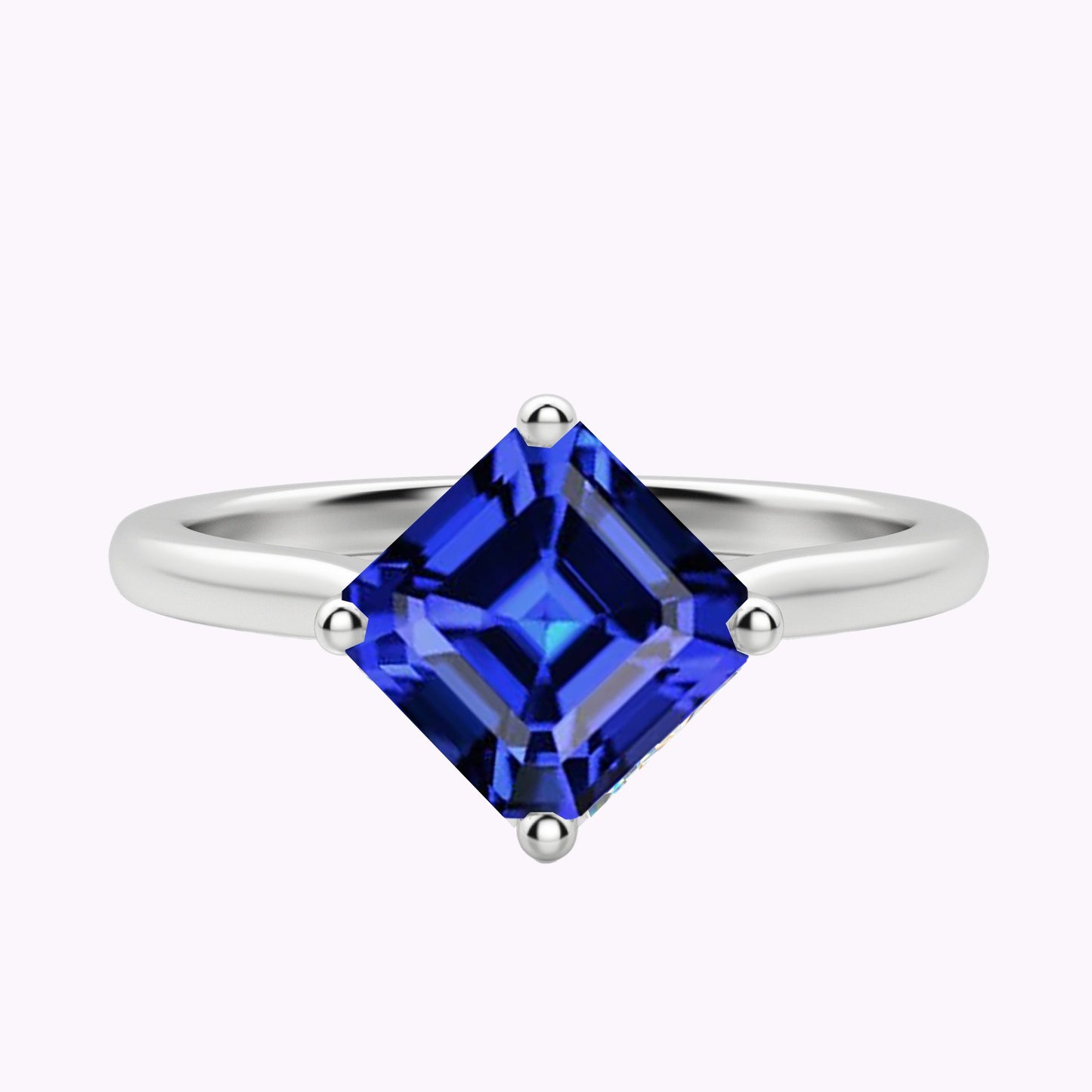New High Quality Wedding Ladies Solitaire Ring Asscher Ceylon Sapphire