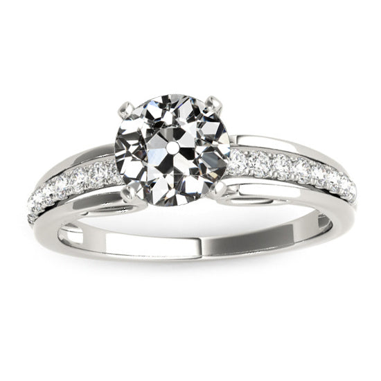 Ladies Wedding Ring Old Miner Cut Diamond Channel Set