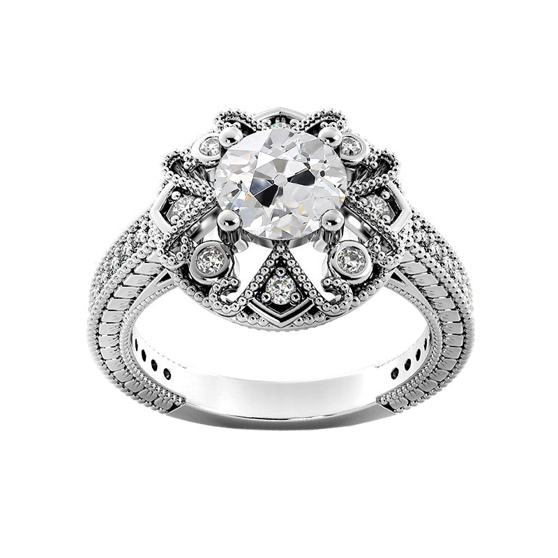 Ladies Wedding Ring Round Old Miner diamonds