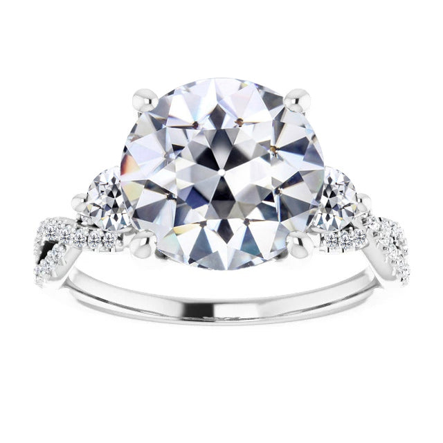 natural round diamond 6ct ring front view