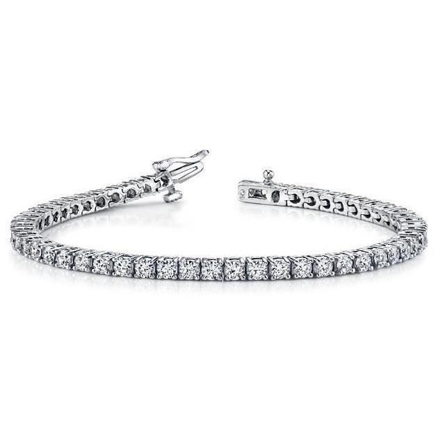 Lady Tennis Bracelet Round Lab Grown Diamond 5.30 Carats White Gold