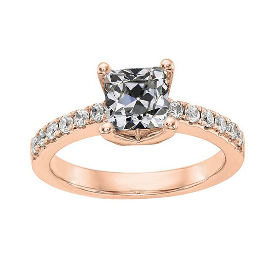 Lady’s Princess Cut Ring Cushion Old Mine Cut Diamond