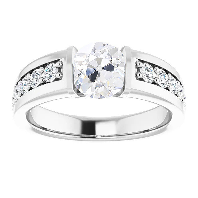 White Gold Lady’s Ring Old Miner Diamond Prong Set Jewelry