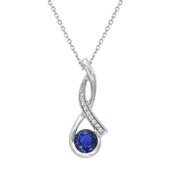 Lady’s Round Ceylon Sapphire Pendant