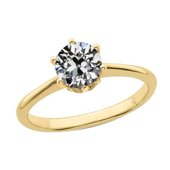 Lady’s Solitaire Ring Old Miner Diamond Yellow Gold