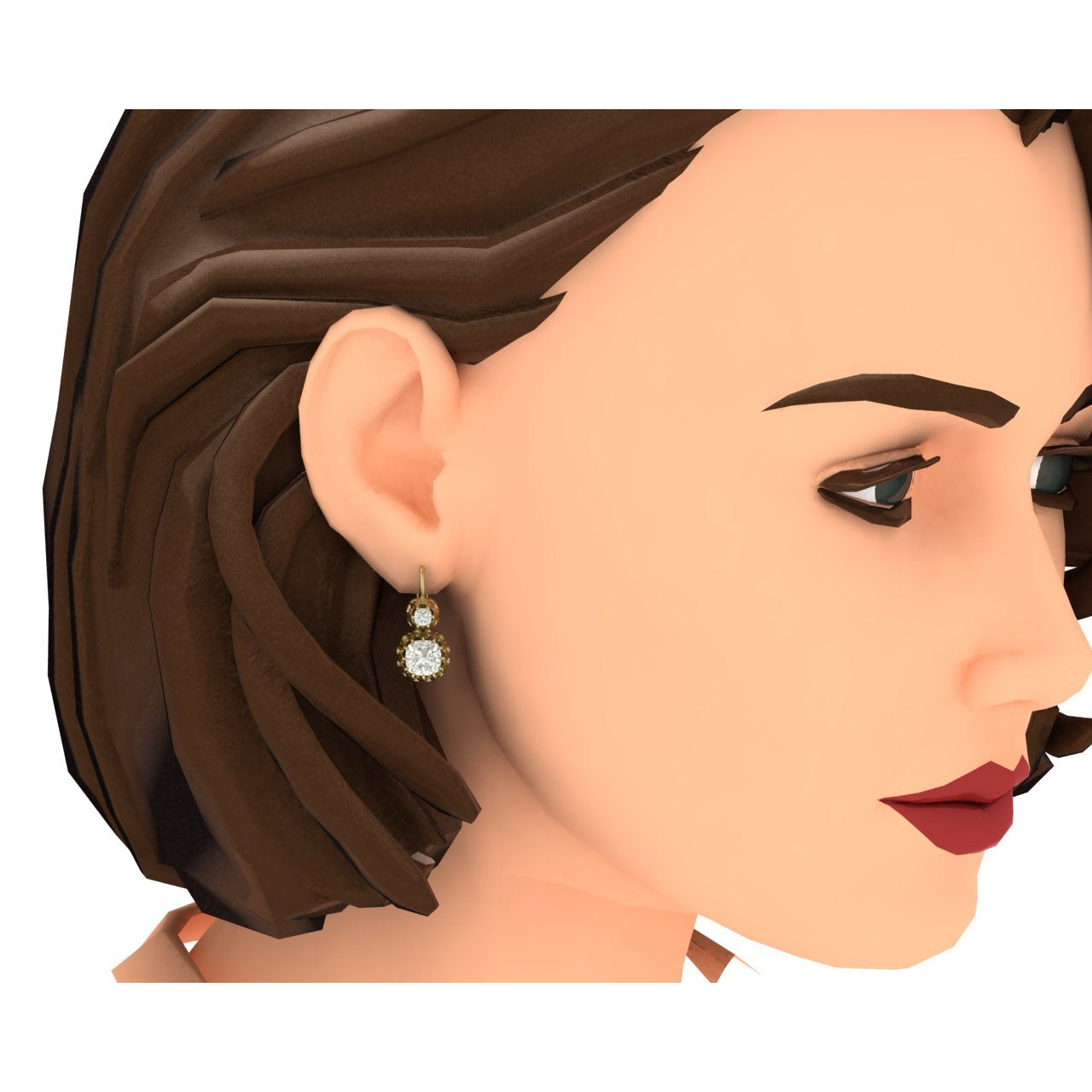 Leverback Drop Earrings Cushion Diamonds