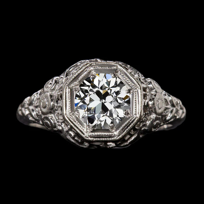 Like Edwardian Jewelry Vintage Cut Diamond Solitaire Ring