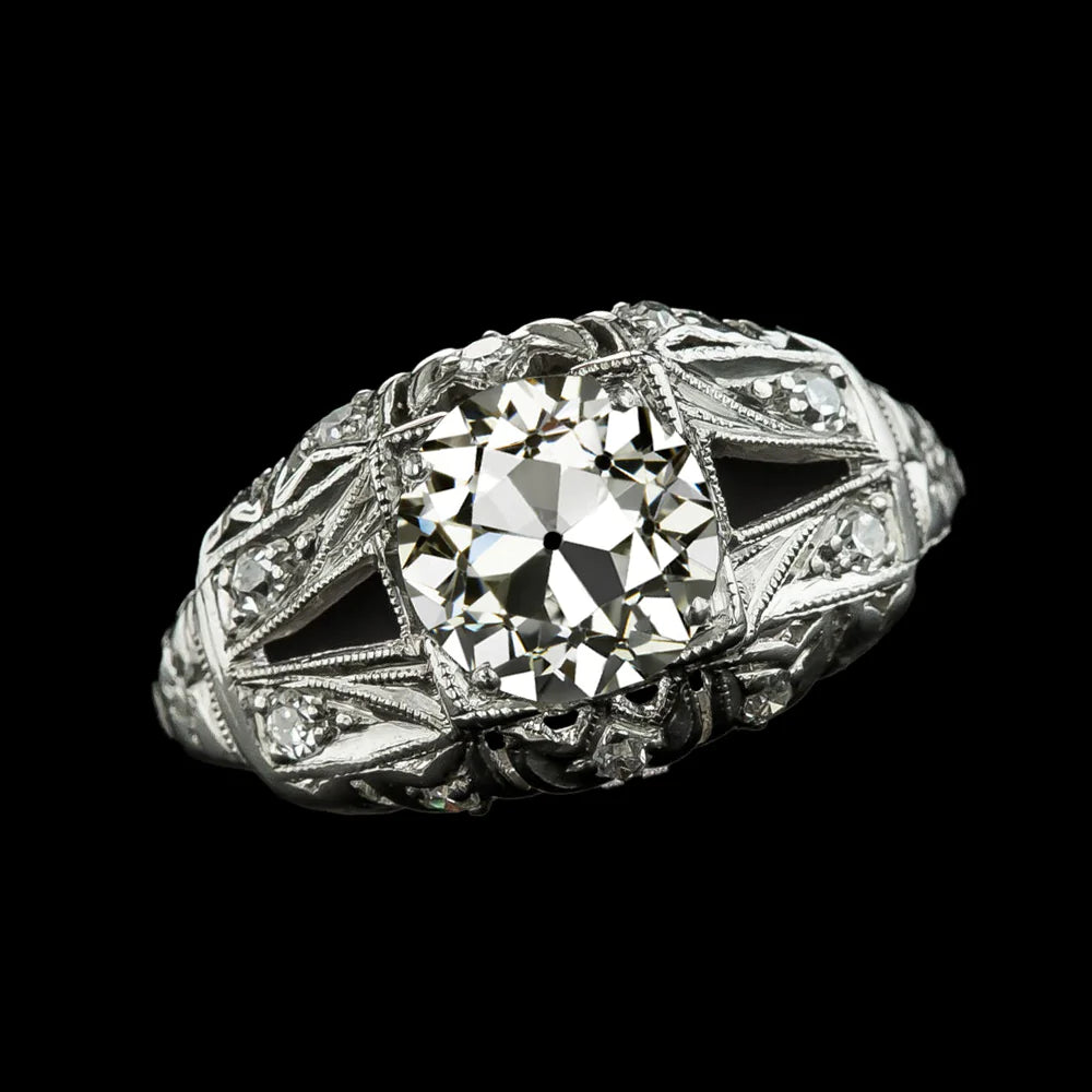 Like Edwardian Jewelry Vintage Style Old Cut Diamond Ring Split Shank