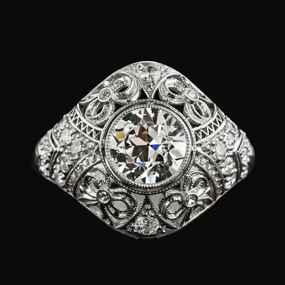 Like La Belle Epoque Jewelry Antique Style Old Cut Diamond Ring Bezel