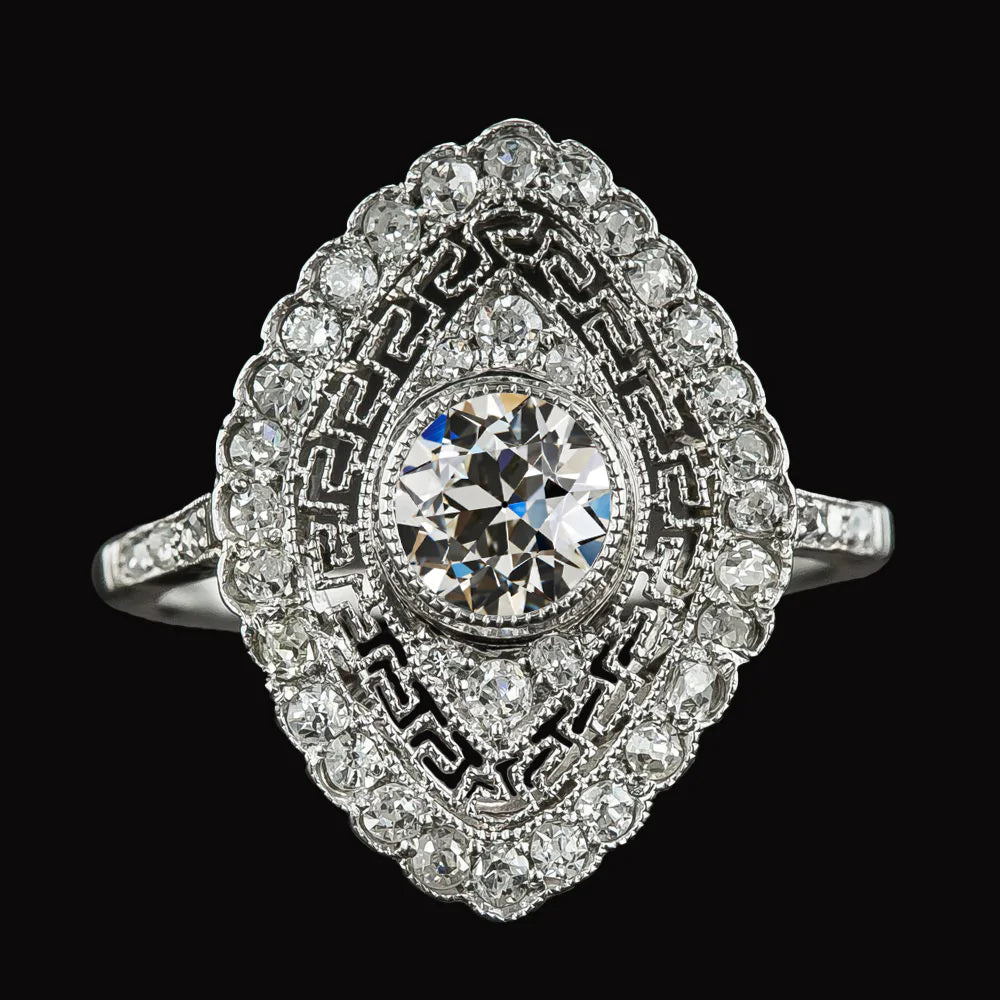 Like La Belle Epoque Jewelry Old Mine Cut Diamond Halo Ring Bezel Set