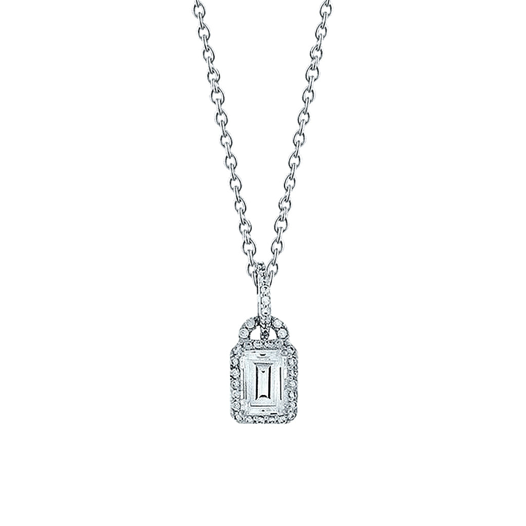 Lock Style Pendant Necklace 1.50 Carats Natural Earth Mined Diamond White Gold 14K Jewelry