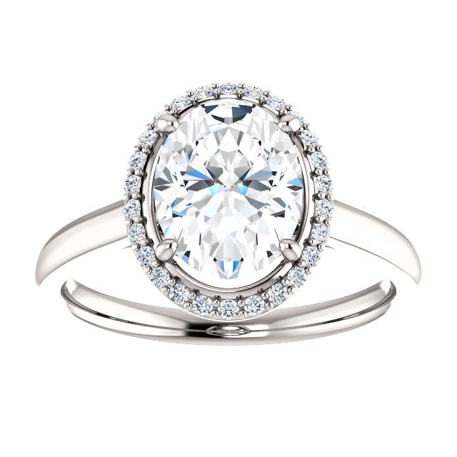 Halo Ring Diamond Oval Ring 2.50 Carats Halo White Gold 14K