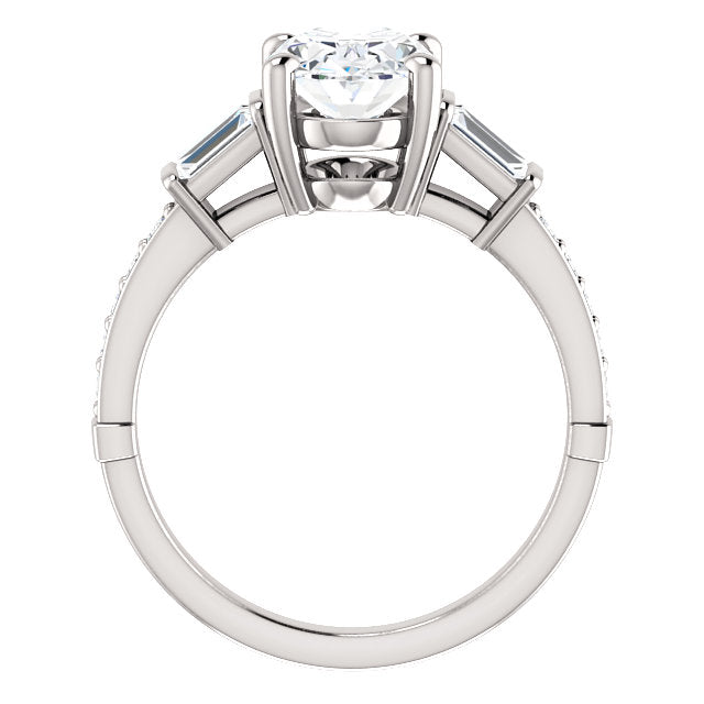Princess Cut White Elegant Woman's Solitaire Ring with Accents Diamond