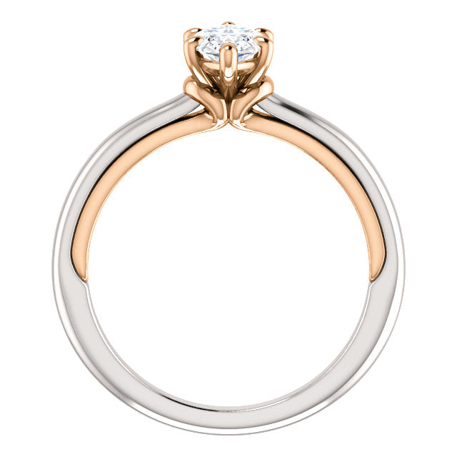 Two Tone Ladies Jewelry Anniversary Solitaire Diamond Ring