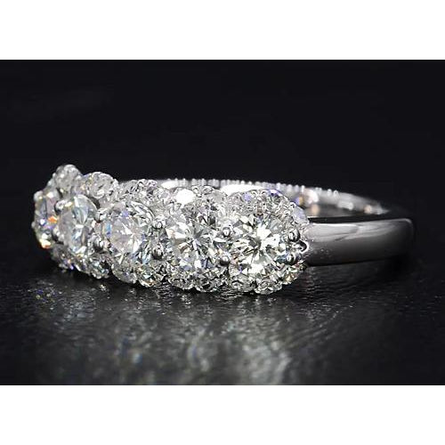 Half Eternity Band Diamond Ring 4.50 Carats White Gold