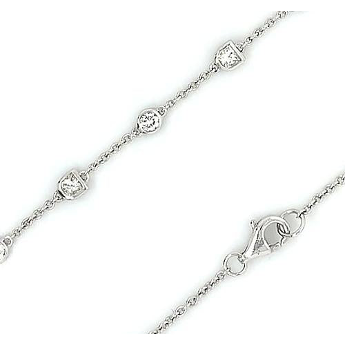 Tennis Bracelet Round Diamond Station Bracelet 3.30 Carats 11 Stones White Gold 14K