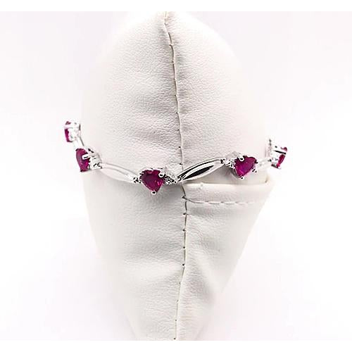 Gemstone Jewelry New Womans Heart Shape Rhodolite Garnet Diamond Bracelet Bracelet
