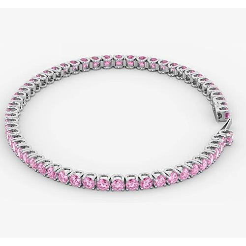 Gemstone Bracelet Tennis Bracelet Pink Sapphire White Gold Women Jewelry