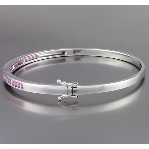 Bangle Pink Sapphire Bangle 5 Carats Women Jewelry White Gold