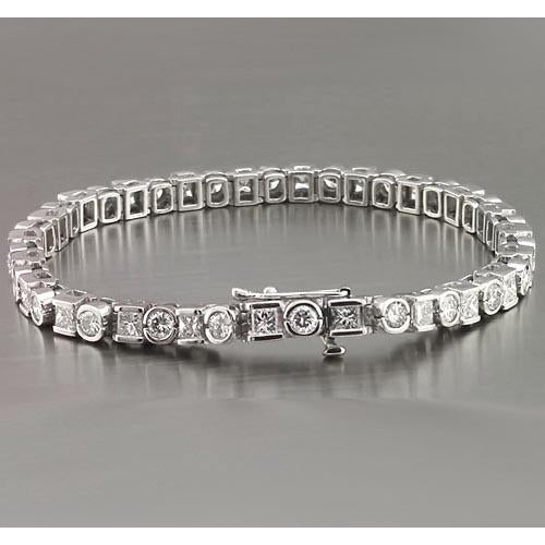 Tennis Bracelet Princess Diamond Tennis Bracelet 7.20 Carats White Gold 14K Jewelry New