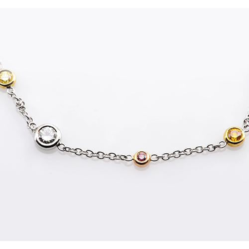New Amazing Pink & Yellow Sapphire And White Diamond Bracelet Women Jewelry Gemstone Bracelet