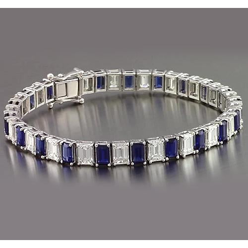 Gemstone Multi Color Sapphire Emerald Cut Bracelet Yellow Gold Jewelry Gemstone Bracelet Bracelet