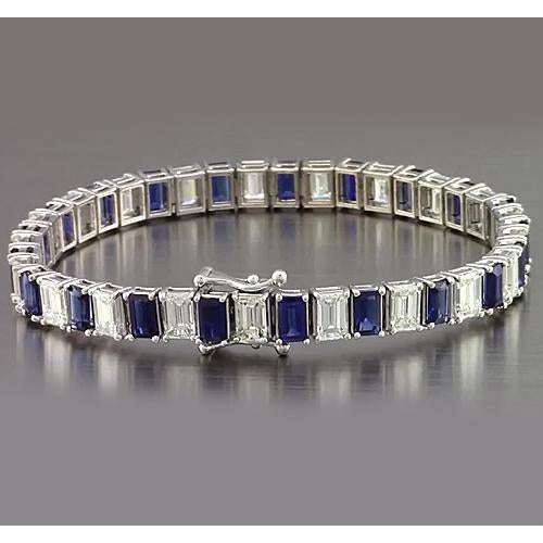Multi Color Sapphire Emerald Cut Bracelet Yellow Gold Jewelry Gemstone Bracelet