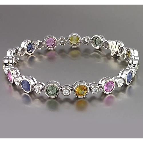 Multi Color Sapphire Tennis Bracelet Bezel New Stylish Amazing Women Jewelry