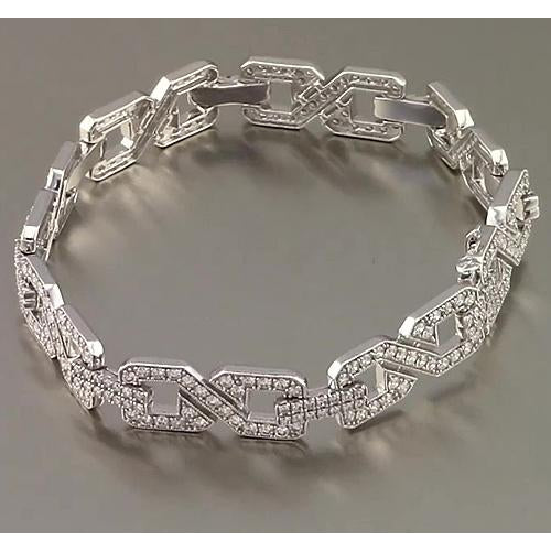 Mens Bracelet Men Diamond Bracelet Prong Set 9 Carats White Gold Jewelry 14K New