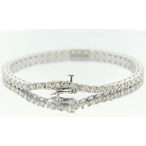 Tennis Bracelet Round Diamond Bracelet Prong Set 5.40 Carats White Gold