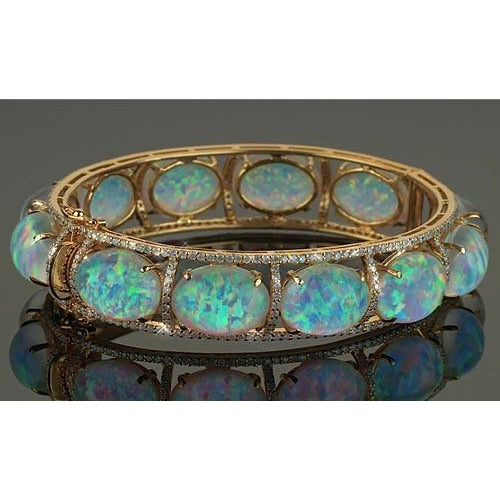 New Womans Opal Diamond Bracelet Prong Set Bracelet Women Gemstone Bracelet