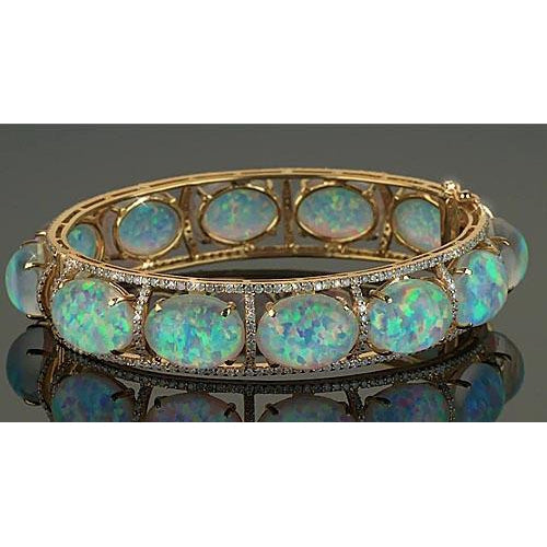 New Womans Opal Diamond Bracelet Prong Set Bracelet Women Gemstone Bracelet