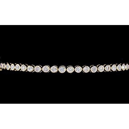 Tennis Bracelet Women Diamond Bracelet 5 Carats Bezel Set Yellow Gold New