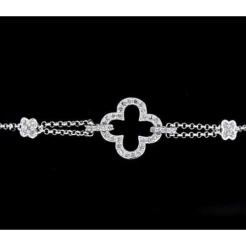 Chain Bracelet Diamond Crosses Bracelet 2.50 Carats Women White Gold Jewelry
