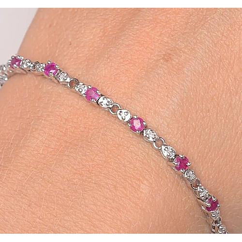 Brilliant sparkling best gift Pink Sapphire Diamond Tennis Bracelet Women Jewelry