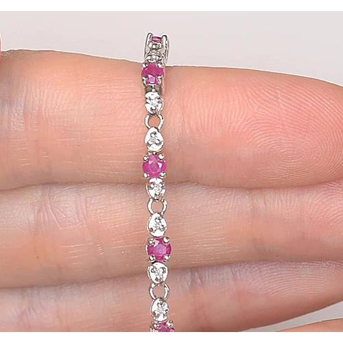 Gemstone Bracelet Pink Sapphire Diamond Tennis Bracelet Women Jewelry New