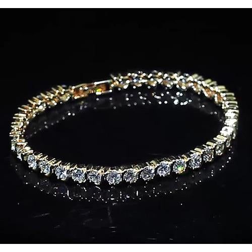 Tennis Bracelet Ladies Diamond Tennis Bracelet 8 Carats Yellow Gold 14K Jewelry
